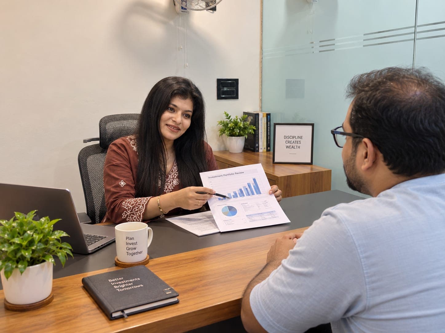 A ShubhShree advisor in conversation with a client